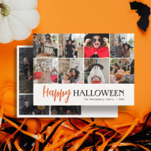 Familie Cute Script Gelukkig Halloween 12 Foto Wit