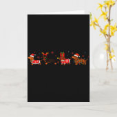 Familie Dachshund Kerstman Slede Rendier Sneeuw Ke Kaart (Gele Bloem)