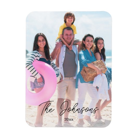 Familie Dag Moderne Fotonaam Custom Koelkast Magneet (Verticaal)