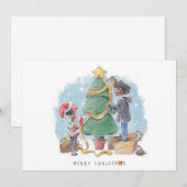 Familie Decoreren Kerstboom Vakantie Kaart (Voorkant / Achterkant)