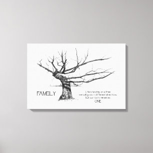 Familie: Deel ÉÉN Wortel, Citaat, Begrepen Boom, P Canvas Afdruk