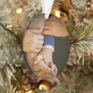 Familie die handen vasthoudt Foto Kerstmis Ornament