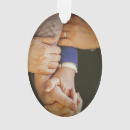 Familie die handen vasthoudt Foto Kerstmis Ornament