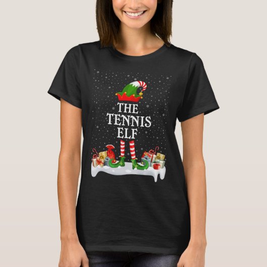 Familie die Kerstmis aanpast de Tennis Elf T-shirt (Voorkant)