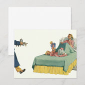  familie die mama ontbijt in bed (Voorkant / Achterkant)