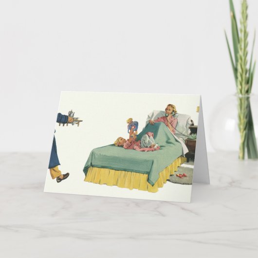  familie die mama ontbijt in bed kaart (Voorkant)