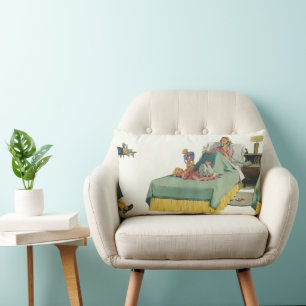  familie die mama ontbijt in bed kussen