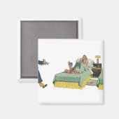 familie die mama ontbijt in bed magneet (Voorkant / Achterkant)