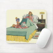  familie die mama ontbijt in bed muismat (Met muis)