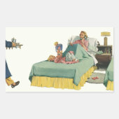 familie die mama ontbijt in bed rechthoekige sticker (Voorkant)