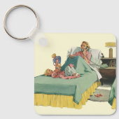  familie die mama ontbijt in bed sleutelhanger (Voorkant)