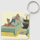  familie die mama ontbijt in bed sleutelhanger (Achterkant)