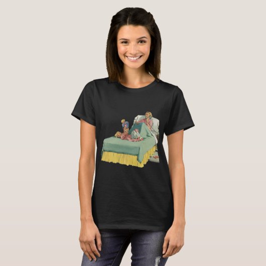  familie die mama ontbijt in bed t-shirt (Voorkant volledig)