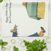  familie die mama ontbijt in bed theedoek (Gevouwen)