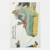  familie die mama ontbijt in bed theedoek (Verticaal)