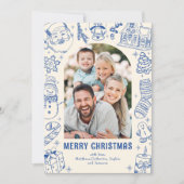 Familie Doodle Foto Kerstmis Feestdagenkaart (Voorkant)