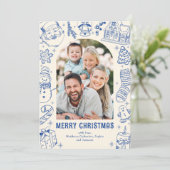 Familie Doodle Foto Kerstmis Feestdagenkaart (Staand voorkant)