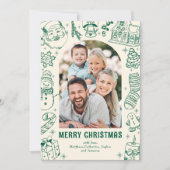 Familie Doodle Foto Kerstmis Feestdagenkaart (Voorkant)