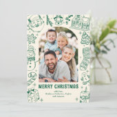 Familie Doodle Foto Kerstmis Feestdagenkaart (Staand voorkant)