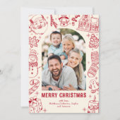Familie Doodle Foto Kerstmis Feestdagenkaart (Voorkant)
