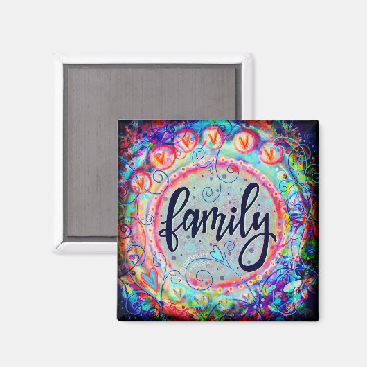 "Familie" ÉÉN WORD-inspiratie Magneet (Voorkant / Achterkant)