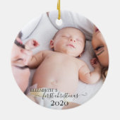 Familie Eerste Kerstmis, Foto Keramisch Ornament (Achterkant)