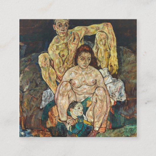 Familie Egon Schiele 1918 Vierkante Visitekaartje (Voorkant)