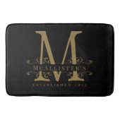 Familie Elegant Goud Monogram Zwart Badmat (Voorkant)