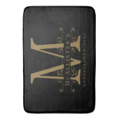 Familie Elegant Goud Monogram Zwart Badmat (Voorkant Verticaal)