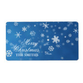 Familie Elegant Sneeuwvlok blauw Etiket (Voorkant)