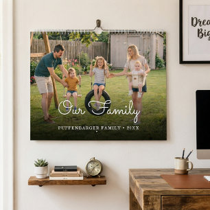 Familie Elegant Wit Schrift Familie Fotocollage Kalender