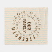 Familie en Geloof Cirkel Quote Fleece Deken (Voorkant (Horizontaal))
