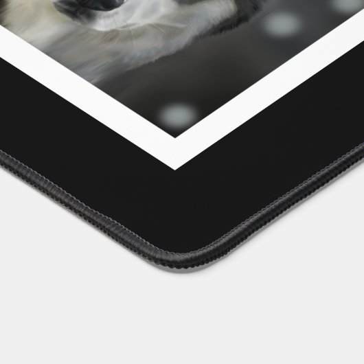 Familie en Husky Dog Custom Foto's op zwart Bureaumat (Hoek)