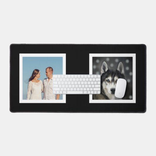 Familie en Husky Dog Custom Foto's op zwart Bureaumat (Keyboard & Muis)