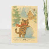 Familie en Kat Kerst wenskaart Feestdagen Kaart (Achterkant)