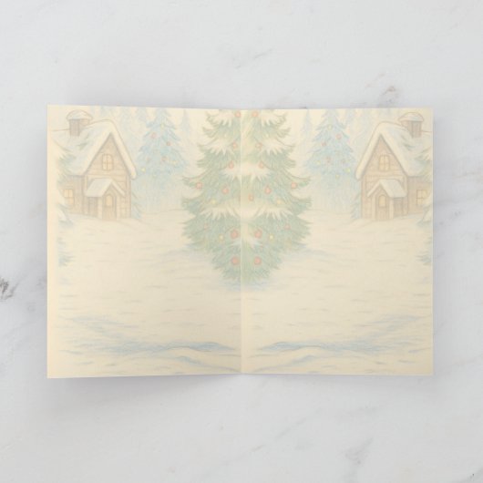 Familie en Kat Kerst wenskaart Feestdagen Kaart (Binnen)