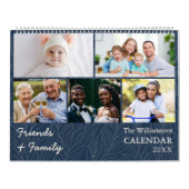 Familie en vrienden Blauwe Multi Fotokalender Kalender (Hoes)