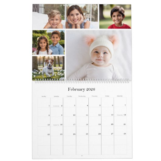 Familie en vrienden Blauwe Multi Fotokalender Kalender (Feb 2026)
