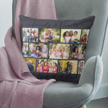 Familie en Vrienden Citaat 12 Foto Collage Slate Kussen<br><div class="desc">Creëer uw eigen fotokussen met 12 van uw favoriete foto's. Het ontwerp heeft een elegante handgeschreven offerte die luidt: "Familie & frieten maken het perfecte mengsel" en u kunt dit desgewenst bewerken. Het fotomalplaatje is opstelling voor u om uw eigen afbeeldingen toe te voegen, die in een modern metselrooster worden...</div>