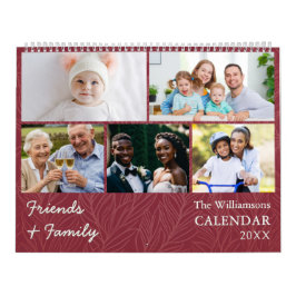 Familie en vrienden Cranberry Red Custom Foto's Kalender