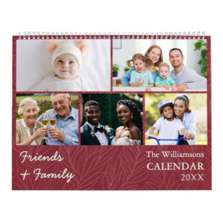 Familie en vrienden Cranberry Red Custom Foto's Kalender
