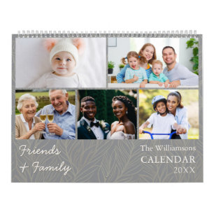 Familie en Vrienden Grijs Kalender Met Meerdere Fo