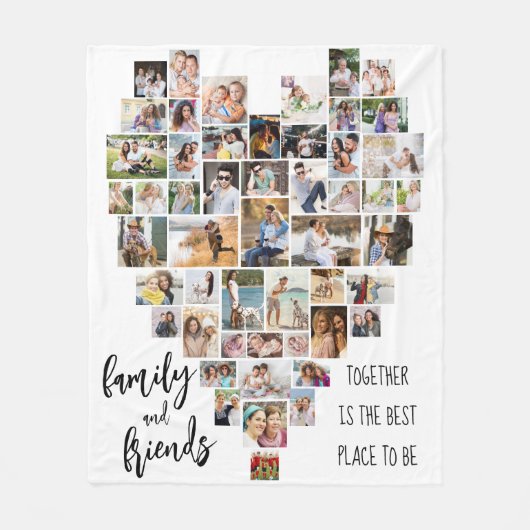 Familie en Vrienden Hart vormen 51 Foto Collage Fleece Deken (Voorkant)