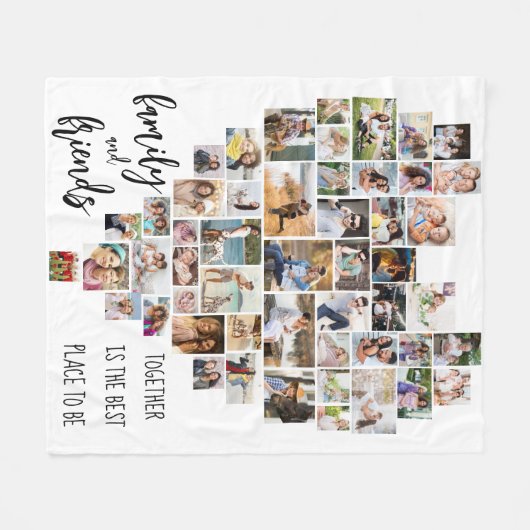 Familie en Vrienden Hart vormen 51 Foto Collage Fleece Deken (Voorkant (Horizontaal))