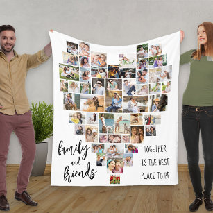 Familie en Vrienden Hart vormen 51 Foto Collage Fleece Deken