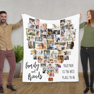 Familie en vrienden Hartvormige 51 foto collage Fleece Deken