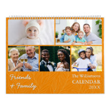 Familie en vrienden Multi Photo Oranje Kalender