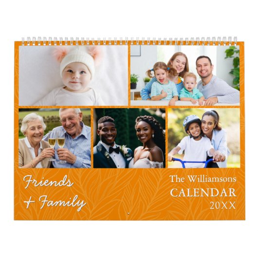 Familie en vrienden Multi Photo Oranje Kalender (Hoes)