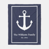 Familie Est. Midnight Blue en White Nautical Ancho Fleece Deken (Voorkant)