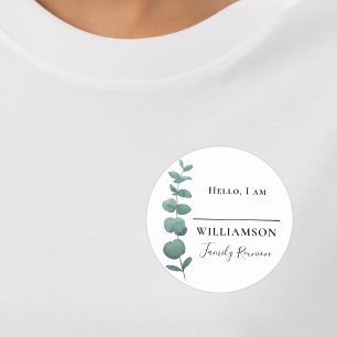 Familie Eucalyptus Name Tag Ronde Sticker